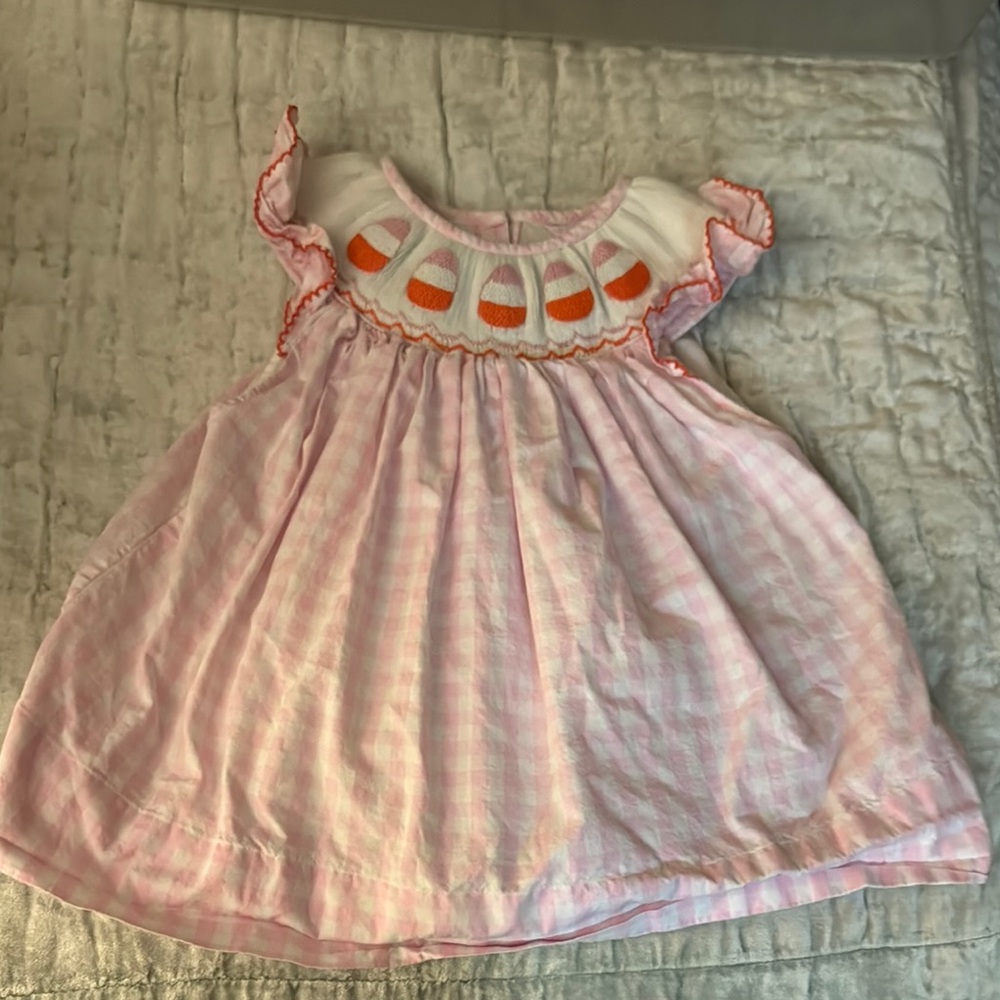 Smocked Halloween Candy Corn Dress. EUC! Adorable!